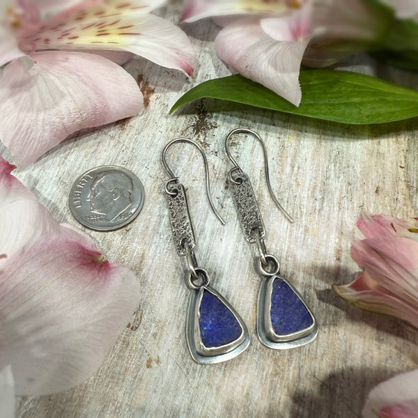 Natural Surface Lapis Dangle Earrings