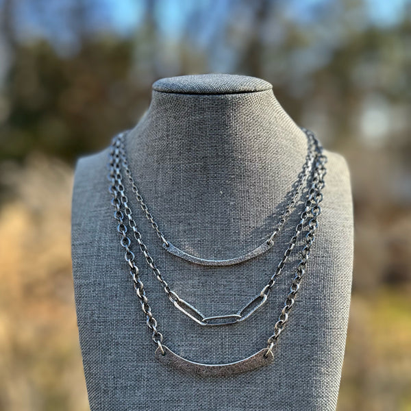 Thick Silver Arc Necklace