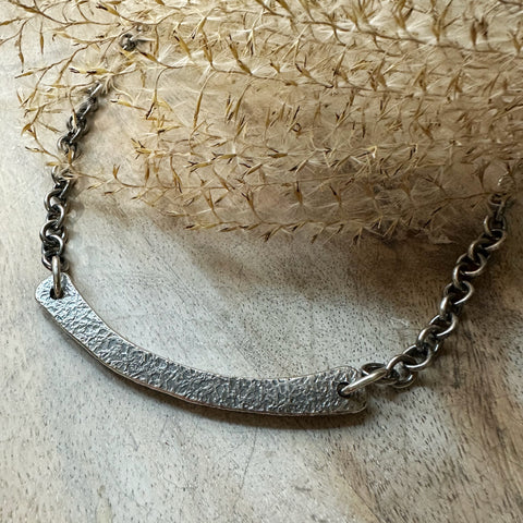 Thick Silver Arc Necklace