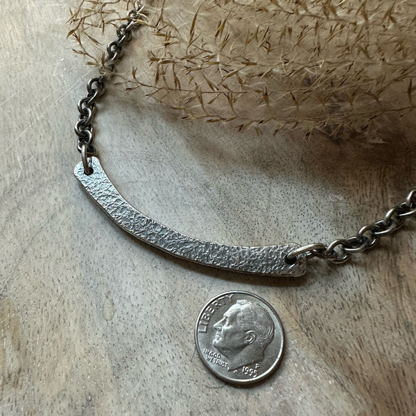 Thick Silver Arc Necklace