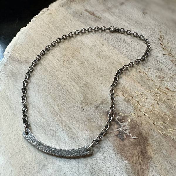 Thick Silver Arc Necklace