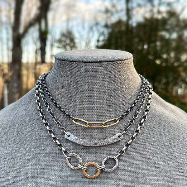 Thick Silver Arc Necklace