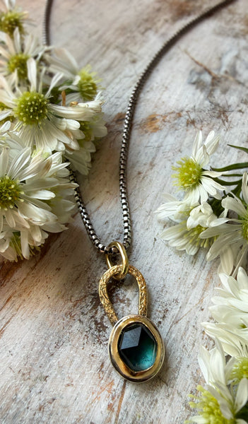 Rose Cut Green Tourmaline Talisman Necklace