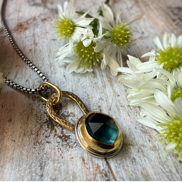 Rose Cut Green Tourmaline Talisman Necklace