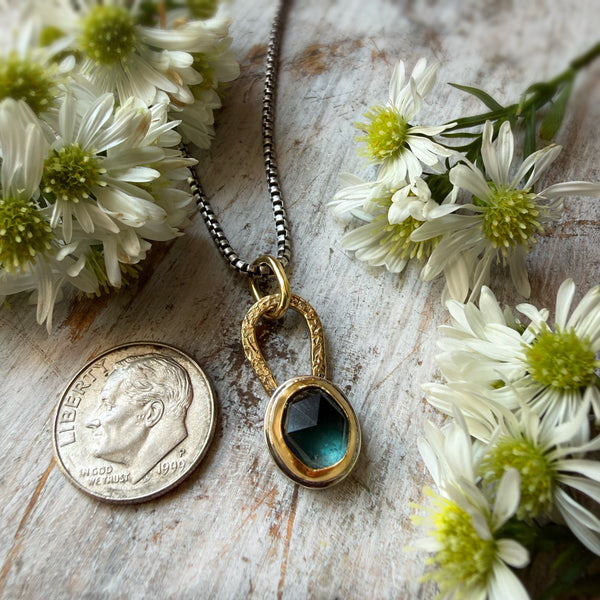 Rose Cut Green Tourmaline Talisman Necklace