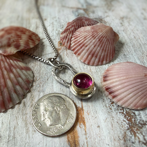 Smooth Round Pink tourmaline Talisman Necklace