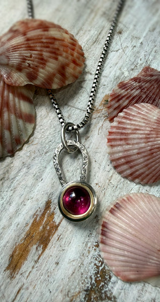 Smooth Round Pink tourmaline Talisman Necklace