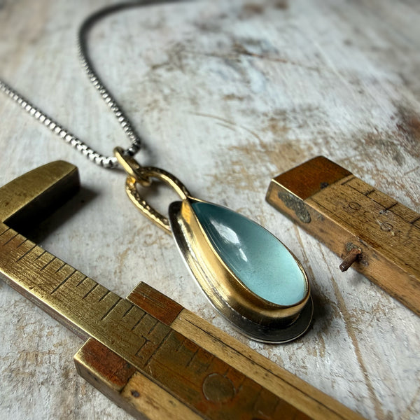 Aquamarine Teardrop Talisman Necklace