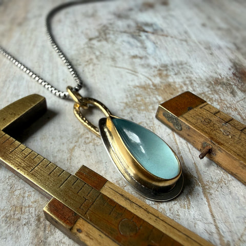 Aquamarine Teardrop Talisman Necklace