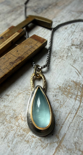 Aquamarine Teardrop Talisman Necklace