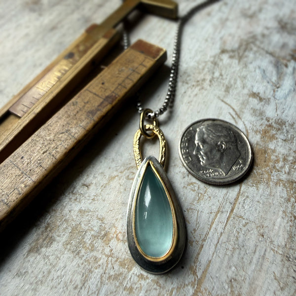 Aquamarine Teardrop Talisman Necklace