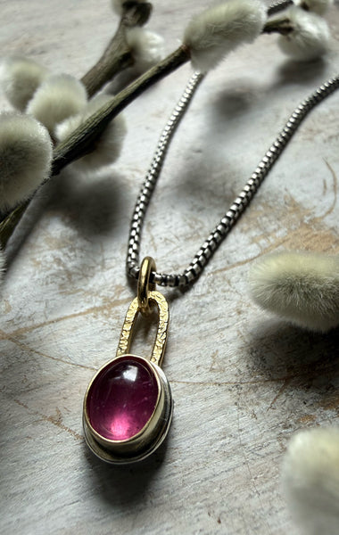 Smooth Pink Tourmaline Talisman Necklace