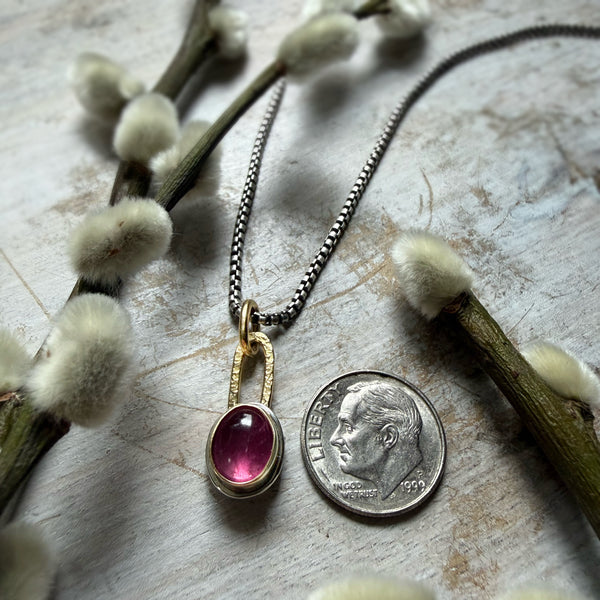 Smooth Pink Tourmaline Talisman Necklace