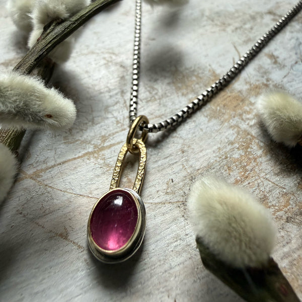 Smooth Pink Tourmaline Talisman Necklace