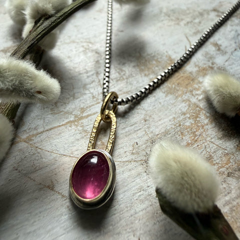 Smooth Pink Tourmaline Talisman Necklace