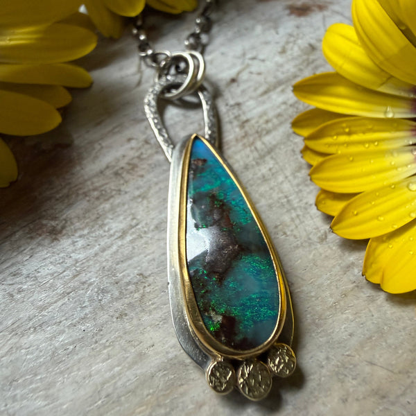 Australian Boulder Opal Rondel Talisman