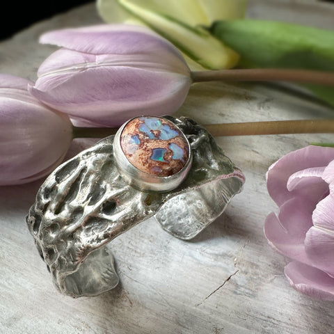 Mexican Cantera Opal Ripple Cuff Silver