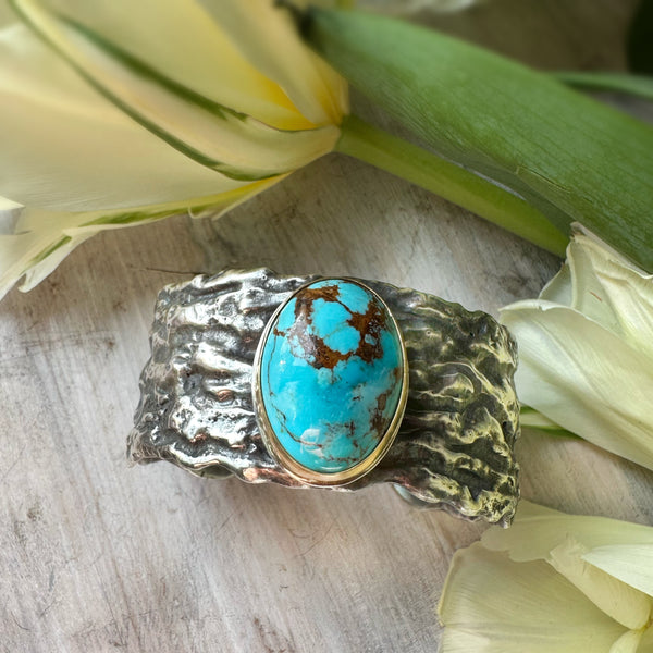 Kingman Ripple Cuff 18k Gold and Silver