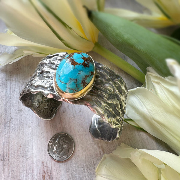 Kingman Ripple Cuff 18k Gold and Silver