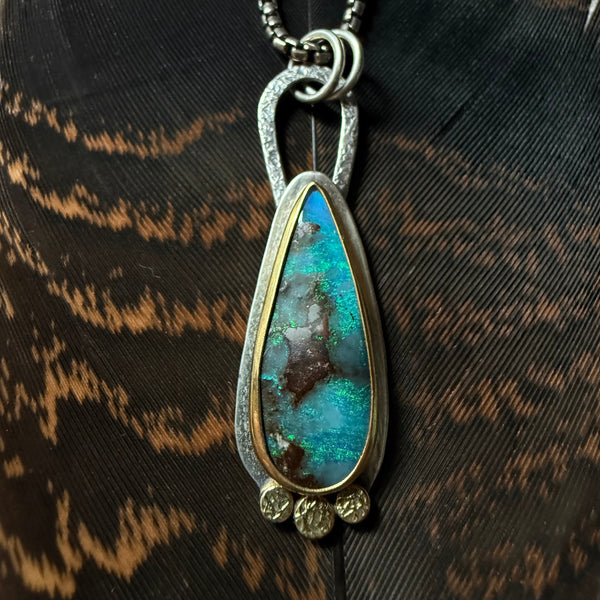 Australian Boulder Opal Rondel Talisman