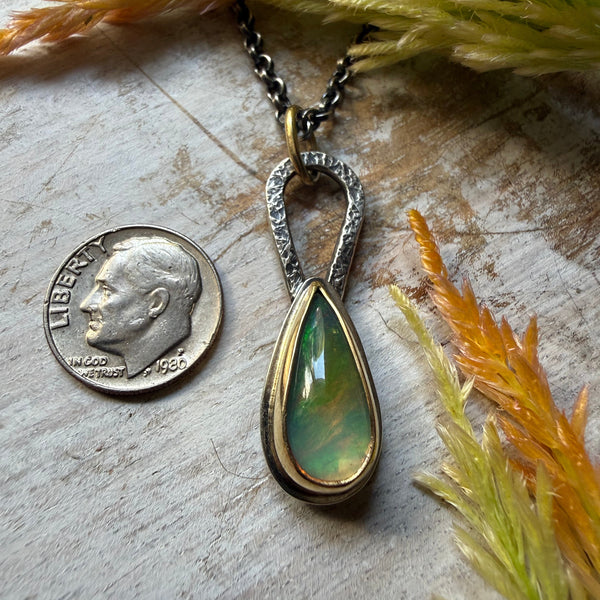 Ethiopian Wello Opal Talisman Necklace set in 18k Gold & Sterling