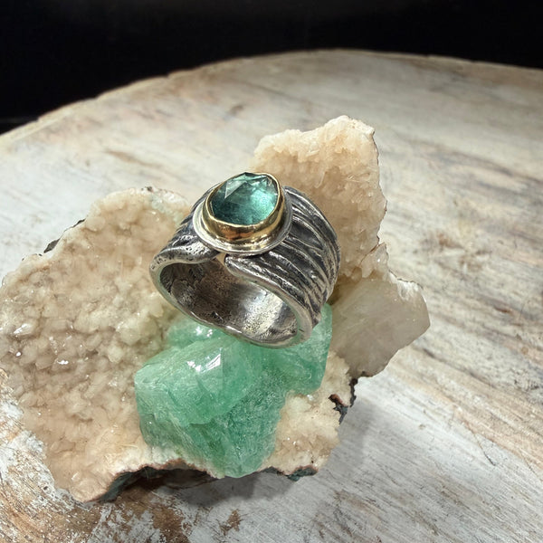 Pale Green Tourmaline Ripple ring