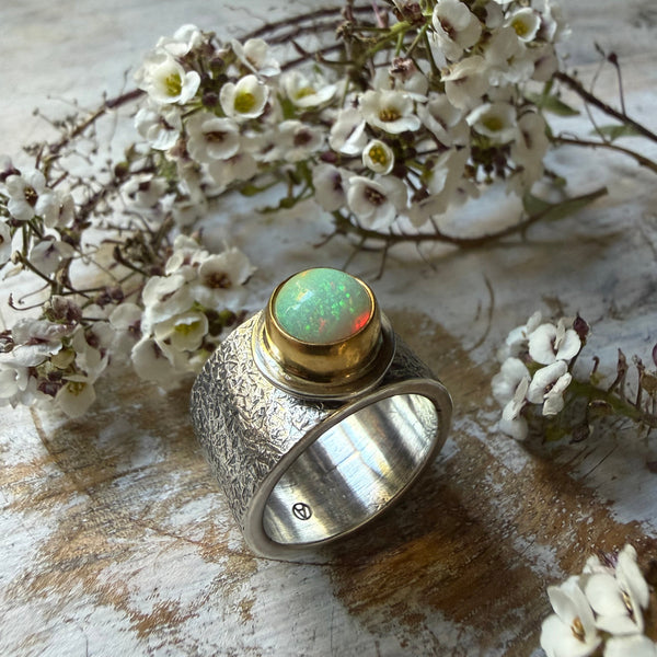 Ethiopian Wello Opal Wide Band Ring