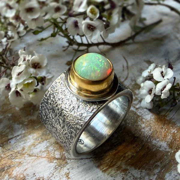 Ethiopian Wello Opal Wide Band Ring