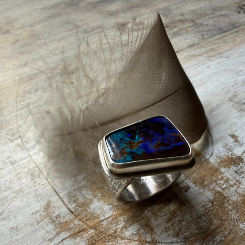Asymmetrical Austrailian Boulder Opal Ring