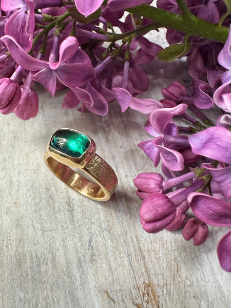 18k Gold Blue Green Tourmaline Ring