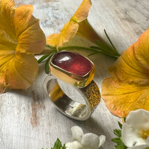 Peachy Pink Tourmaline Ring