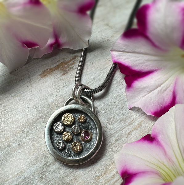 Pink Tourmaline Rondel Warrior Medallion Small