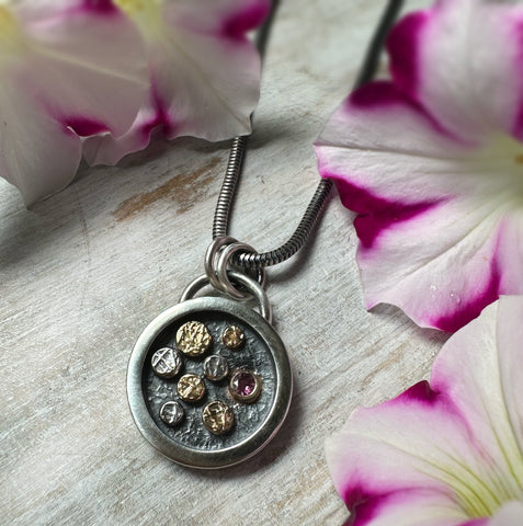 Pink Tourmaline Rondel Warrior Medallion Small