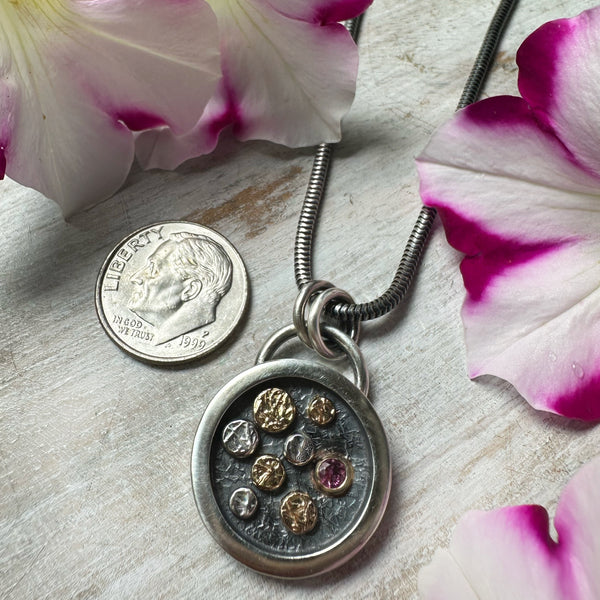 Pink Tourmaline Rondel Warrior Medallion Small