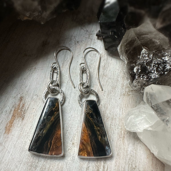 Pietersite  Paperclip Earrings