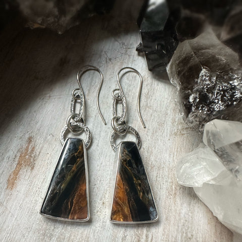 Pietersite  Paperclip Earrings