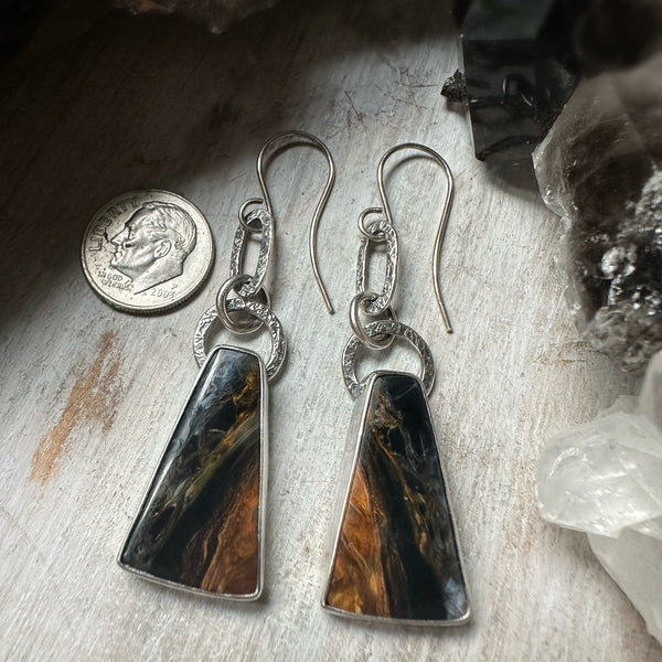 Pietersite  Paperclip Earrings