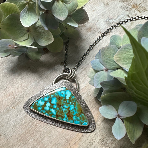 Triangular Red Veined Kingman Turquoise Pendant