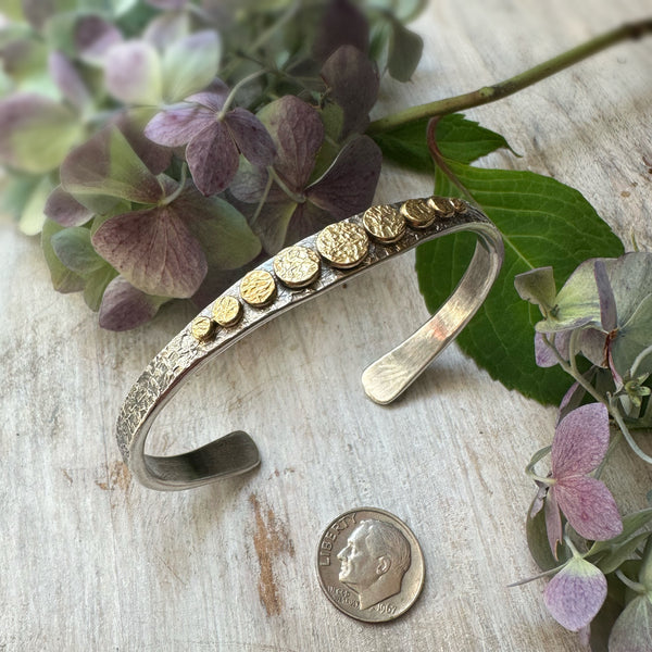 Sculpted Graduated Rondel Cuff w/18k Gold