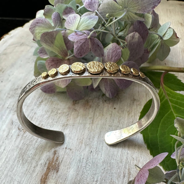 Sculpted Graduated Rondel Cuff w/18k Gold