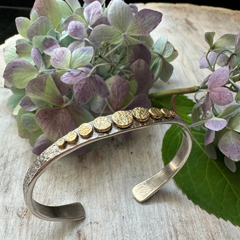 Sculpted Graduated Rondel Cuff w/18k Gold