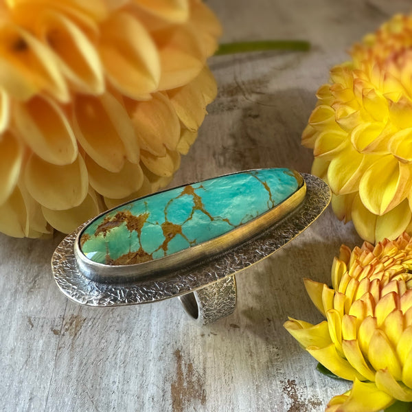 Long Teardrop Turquoise Chunky Ring