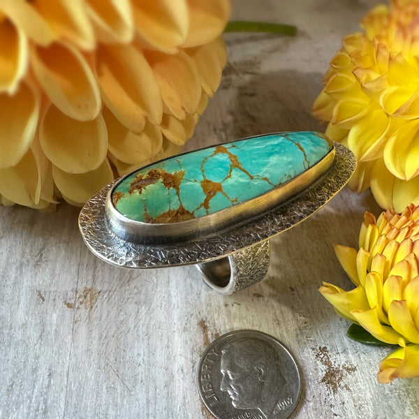 Long Teardrop Turquoise Chunky Ring
