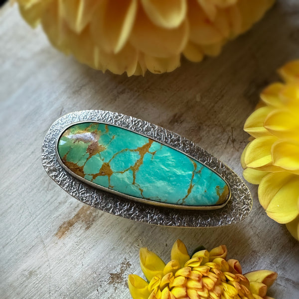 Long Teardrop Turquoise Chunky Ring