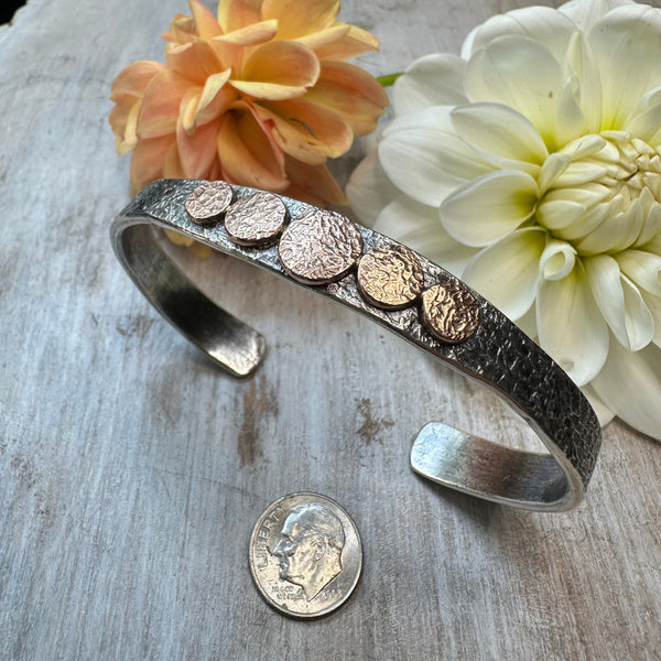 Chunky Sculpted Graduated 14k Rose Gold Rondel Cuff