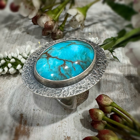 Wide Oval Turquoise Chunky Ring