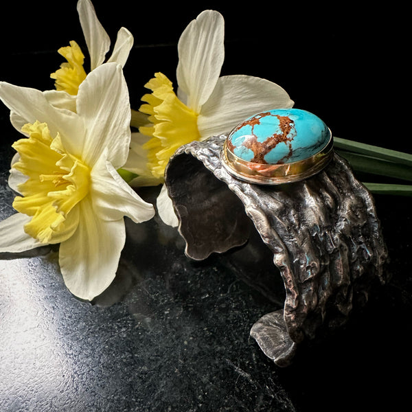 Kingman Ripple Cuff 18k Gold and Silver