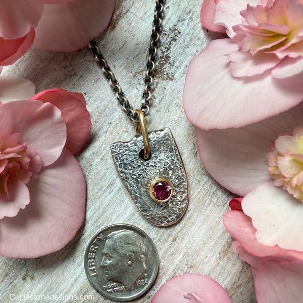 Maine Tourmaline Shield Amulet Necklace