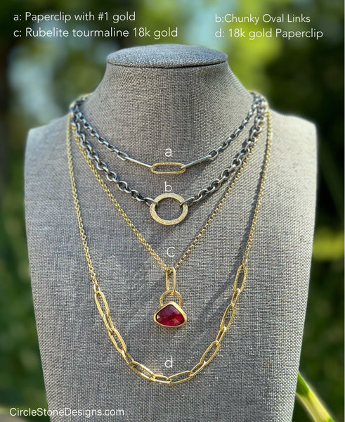 Paperclip Strength Links 2 Thin Silver & 18K Gold