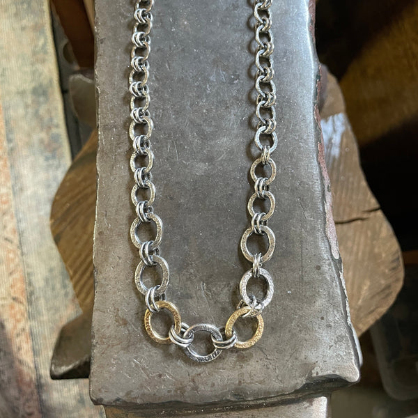 Chunky Oval Links in Sterling & 18k gold